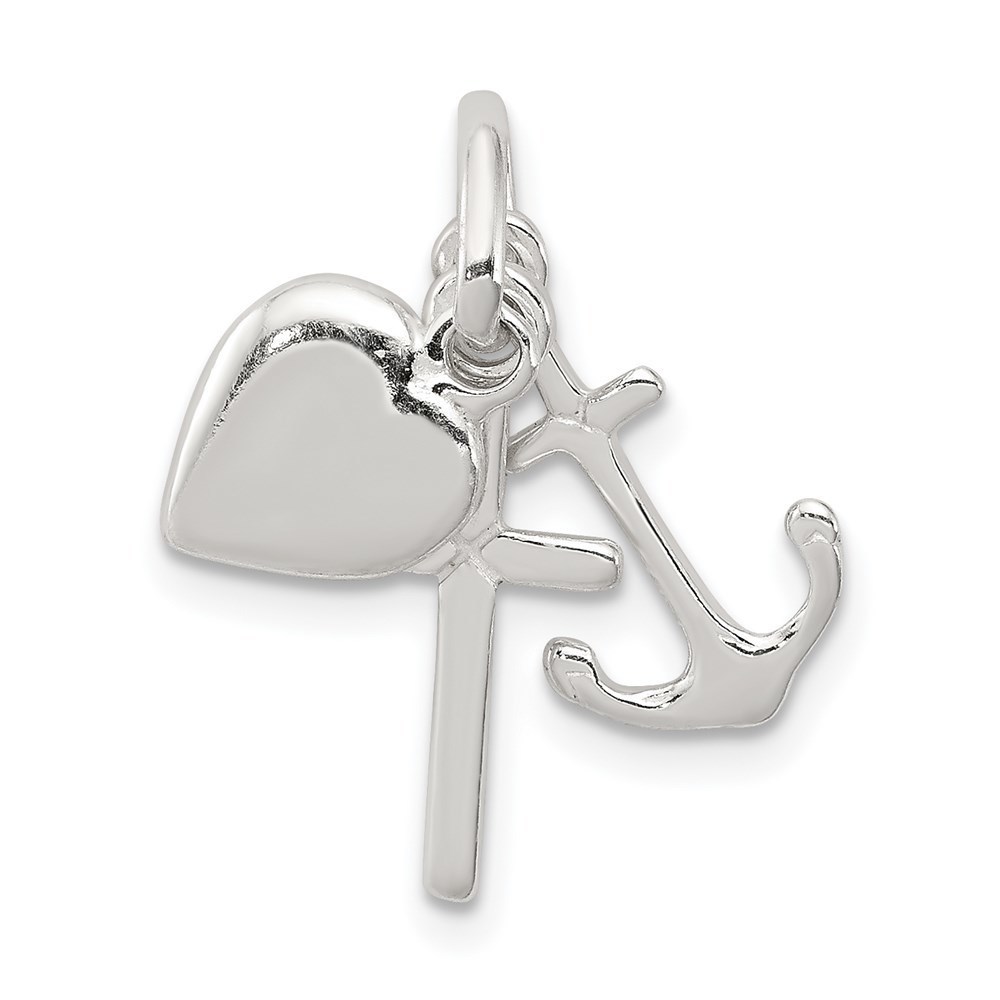 925 Sterling Silver Nautical Anchor & Heart Small Necklace Charm Pendant